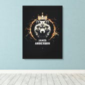 De Alfa Wolf. Tekst of naam toevoegen op canvas (Insitu (Houten vloer))