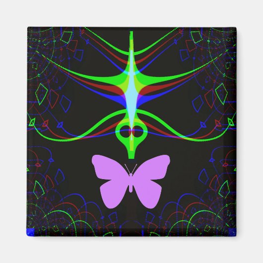 De Alien ontmoet de vlinder.... Magneet (Voorkant)