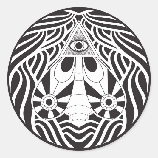 De all seeing mot ronde sticker (Voorkant)