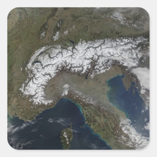 De Alpen 3 Vierkante Sticker (Voorkant)