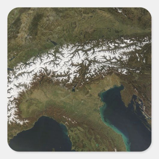 De Alpen Vierkante Sticker (Voorkant)