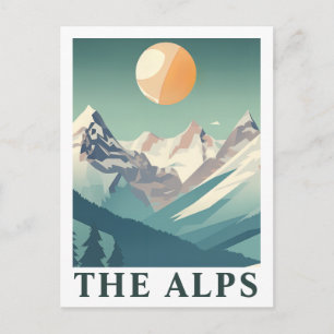 De Alpen Zon Geometrisch Europese Ski Berg Briefkaart
