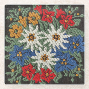 De Alpiene Bloem van het edelweiss Glazen Onderzetter