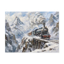 De Alpine Express Stoomtrein Winter Berg Kunst