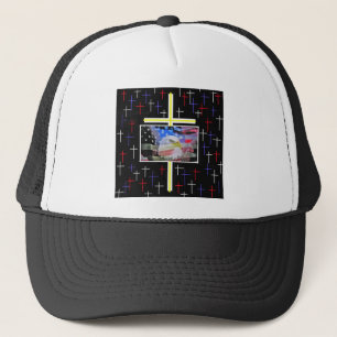 De Amerikaanse Bald Eagle, de vlag en het kruis. Trucker Pet