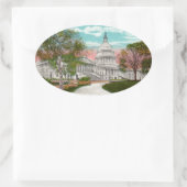 De Amerikaanse Capitool Vintage Ovale Sticker (Tas)