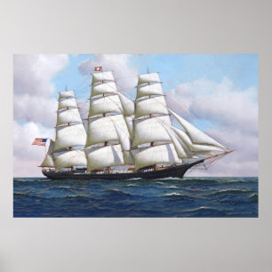 De Amerikaanse Clipper Flying Cloud op volle toere Poster