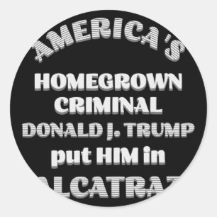 De Amerikaanse crimineel D. Trump heeft hem in een Ronde Sticker