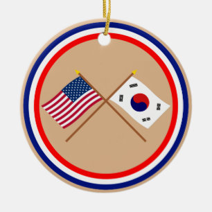 De Amerikaanse en Zuid-Koreaanse Kroatische vlagge Keramisch Ornament