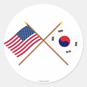 De Amerikaanse en Zuid-Koreaanse Kroatische vlagge Ronde Sticker