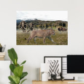 De Amerikaanse leeuw met Mammoths en Bison, poster (Thuiskantoor)