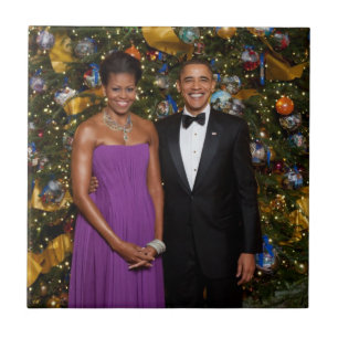De Amerikaanse president Barack Obama op een kerst Tegeltje