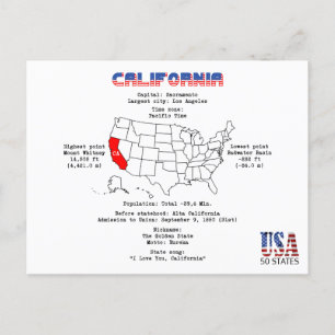De Amerikaanse staat Californië op een kaart en nu