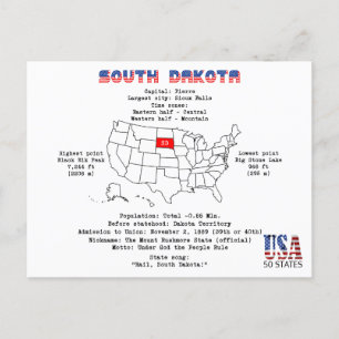 De Amerikaanse staat South Dakota op een kaart en