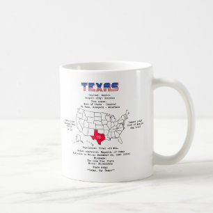 De Amerikaanse staat Texas op een kaart en nuttige Koffiemok
