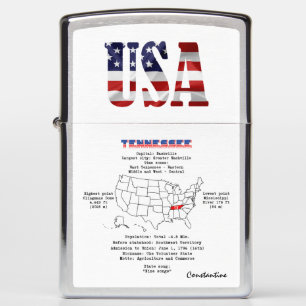 De Amerikaanse staat van Tennessee op een kaart en