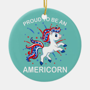 de amerikaanse unicorn op 4 juli meisjes amerika keramisch ornament
