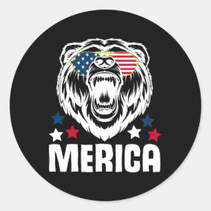 De Amerikaanse vlag Beer Desi op 4 juli Ronde Sticker