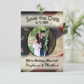 De Amerikaanse vlag bewaart de Datum met Foto Save The Date (Staand voorkant)