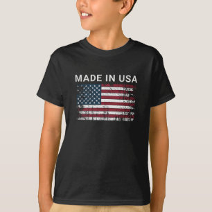 De Amerikaanse vlag gemaakt in de VS verontrust T-shirt