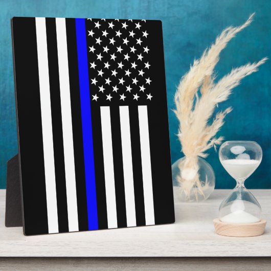 De Amerikaanse vlag van de Thin Blue Line Fotoplaat (Zijkant)