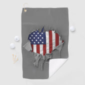 De Amerikaanse vlag van Shredded, Ripped en Torn A Golfhanddoek (Insitu)