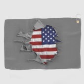 De Amerikaanse vlag van Shredded, Ripped en Torn A Golfhanddoek (Horizontaal)