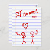 de amo bocetos de papel de cuaderno briefkaart (Voorkant / Achterkant)