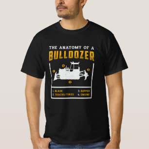 De anatomie van een bouwwerker van een bulldozer t-shirt