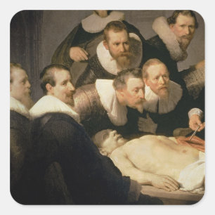De Anatomy Lesson van Dr. Nicolaes Tulp, 1632 Vierkante Sticker