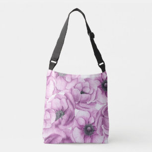De anemoon bloeit waterverfpatroon crossbody tas