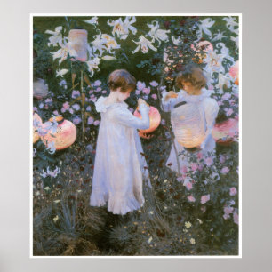 De anjer, Lelie, Lelie, nam, John Singer Sargent Poster