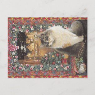 De ansichtkaart van de Kat van Kerstmis Briefkaart