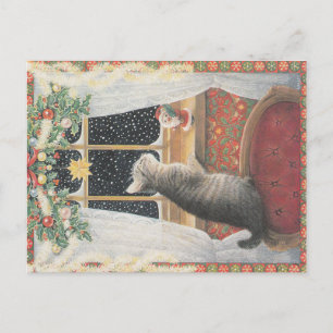 De ansichtkaart van de Kat van Kerstmis Briefkaart