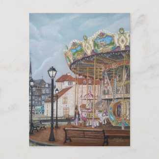 De Antiek carrousel in Honfleur, Normandië, Frankr Briefkaart