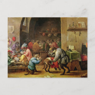 De apen op school briefkaart