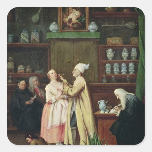 De apotheker vierkante sticker (Voorkant)