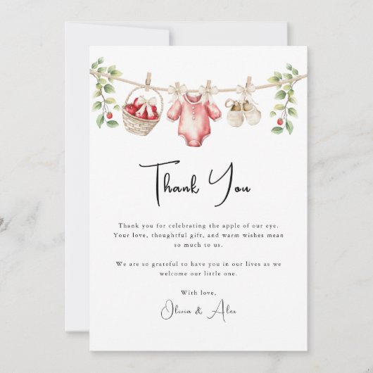 De appel van ons oog Baby shower Dank u Bedankkaart