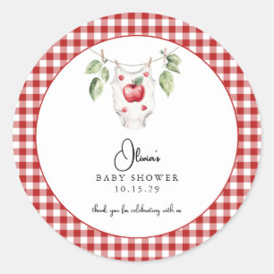 De appel van ons Oog Baby shower Dank U Ronde Sticker