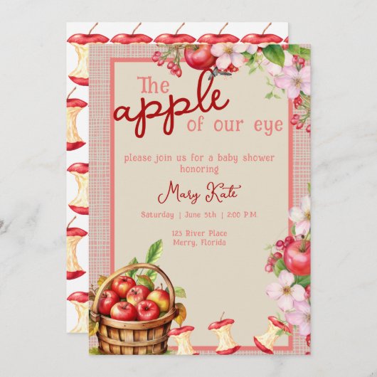 De appel van ons oog baby shower Invitation Kaart (Voorkant / Achterkant)