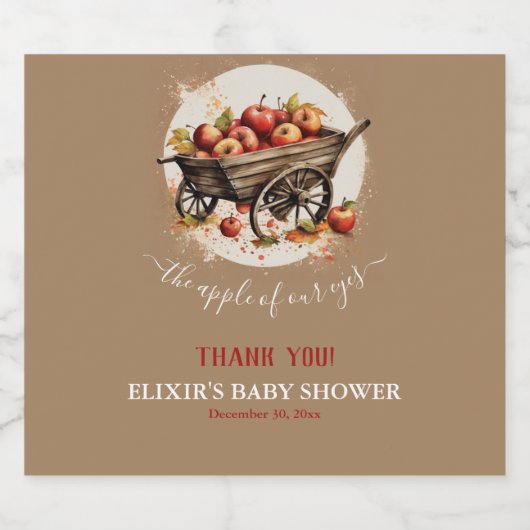 De appel van ons oog Baby shower Sparkling Wijnetiket (Enkel label)