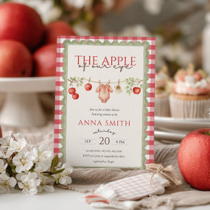 De Appel van Ons Oog Rode Gingham Baby Shower Kaart
