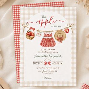 De Appel Van Ons Oog Valrood Gingham Baby Shower Kaart