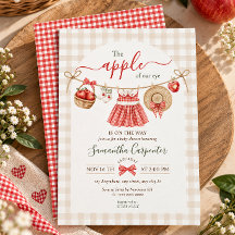 De Appel Van Ons Oog Valrood Gingham Baby Shower