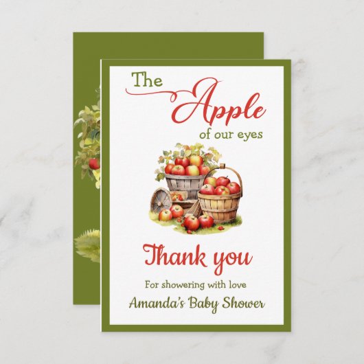 De appel van onze ogen Herfst Oogst Baby shower Bedankkaart (Voorkant / Achterkant)