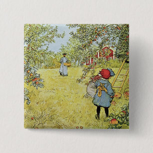 De appeloogst vierkante button 5,1 cm
