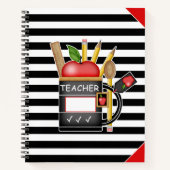 De Apple-Mok van de Leraar Streept Groot Notitiebo Notitieboek (Voorkant)