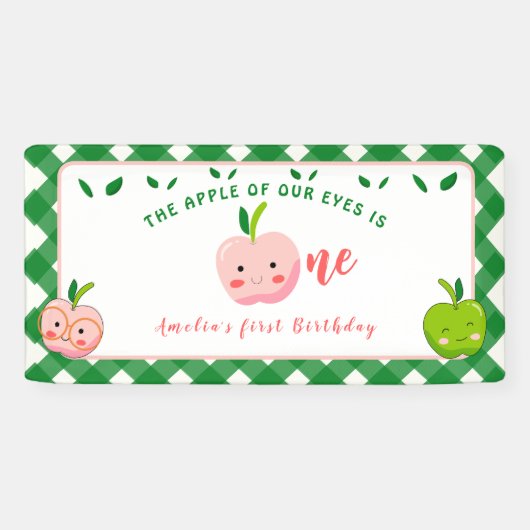 De Apple of Our Eyes eerste verjaardag Spandoek (Horizontaal)
