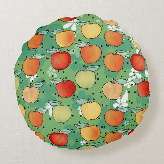 De Apple Orchard Rond Kussen (Achterkant)