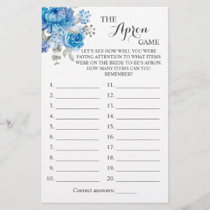 De Apron Shower Blue Flower Game Card Flyer